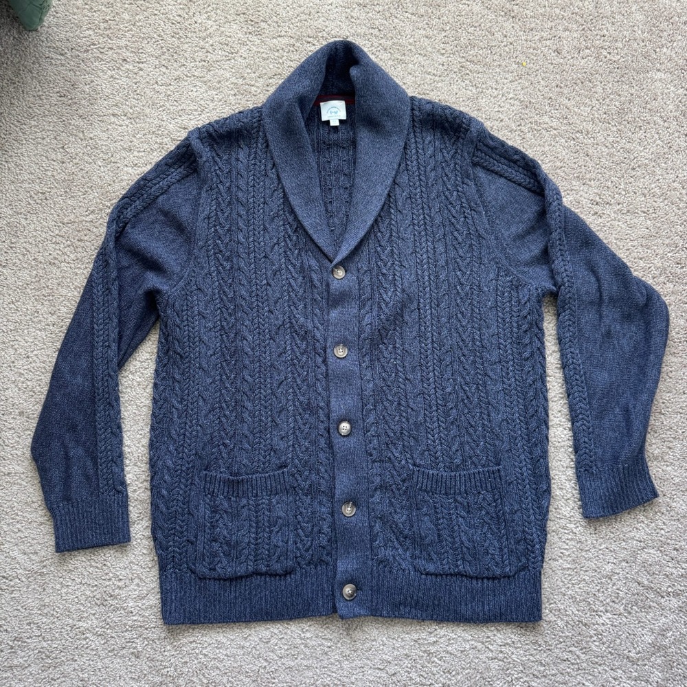 Crown & Ivy Sewing Down South Navy Cable Knit Grandpa Cardigan Shawl Sweater XL